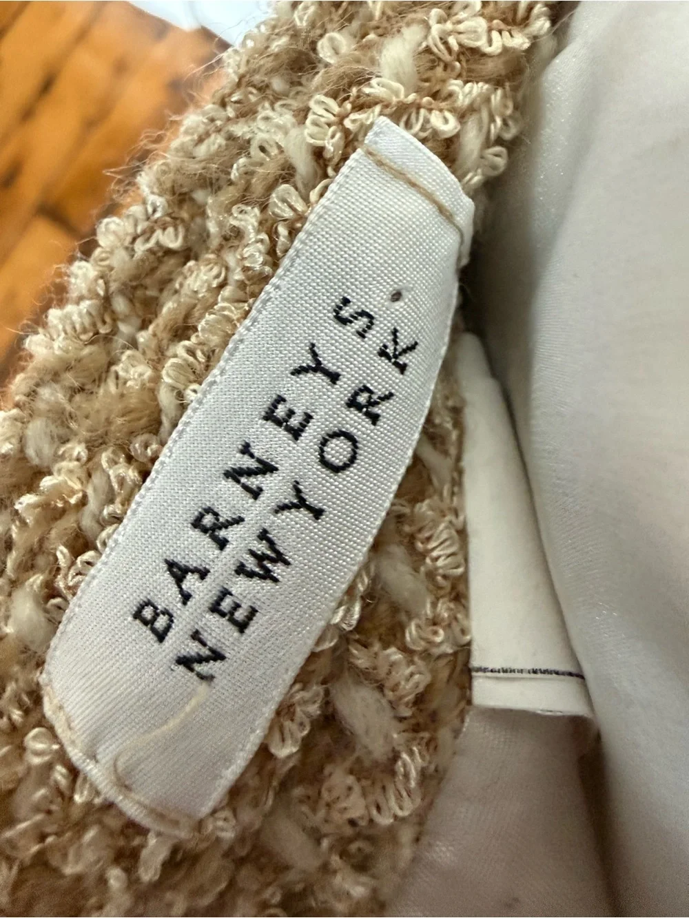 Barneys New York Beige Boucle Tweed Skirt